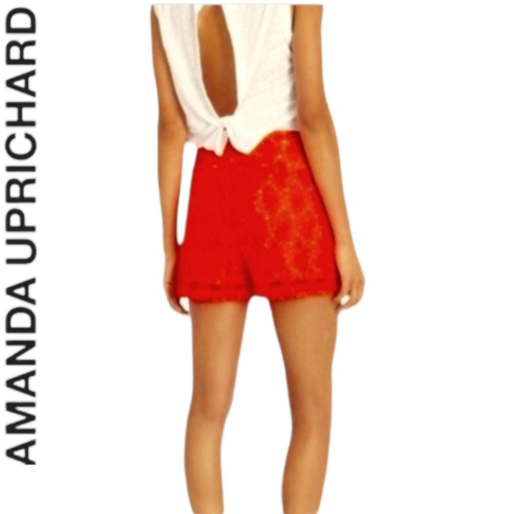 AMANDA UPRICHARD LACEY LACE PANEL CROCHET HIGH RISE SHORTS "POPPY SHORTS"